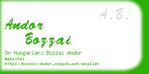 andor bozzai business card